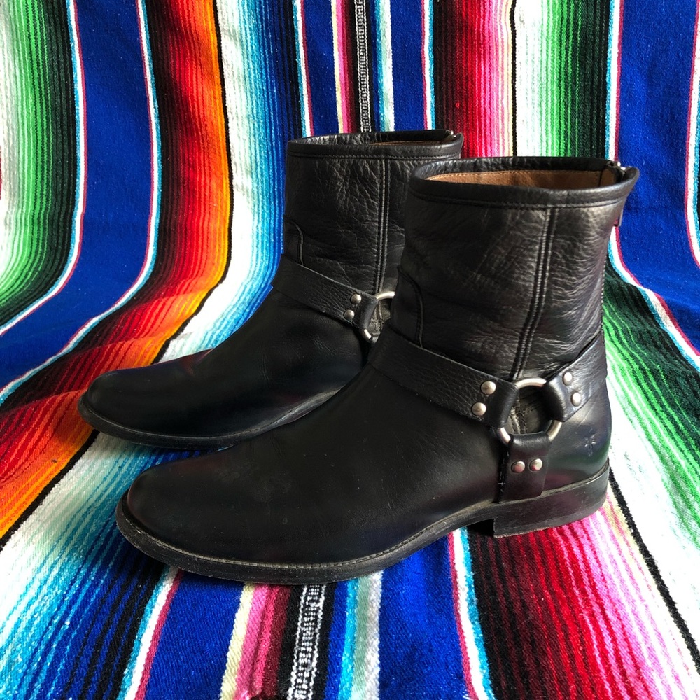 FRYE Women’s Phillip Harness Short Ankle Bootie - Size 10 - Black